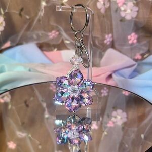 Lotus Flower Crystals Purple Blue and Silver Two sides always visible